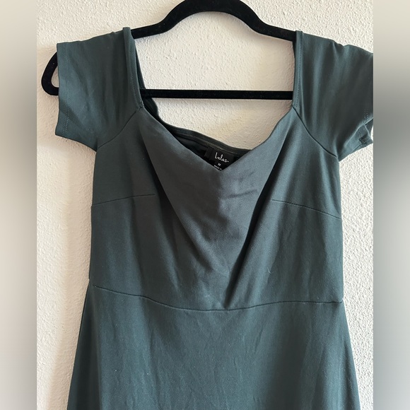 A2 - 120 Lulus How Much I Care Dark Green Off-the-Shoulder Midi Dress SZ MED NWT - Picture 9 of 12